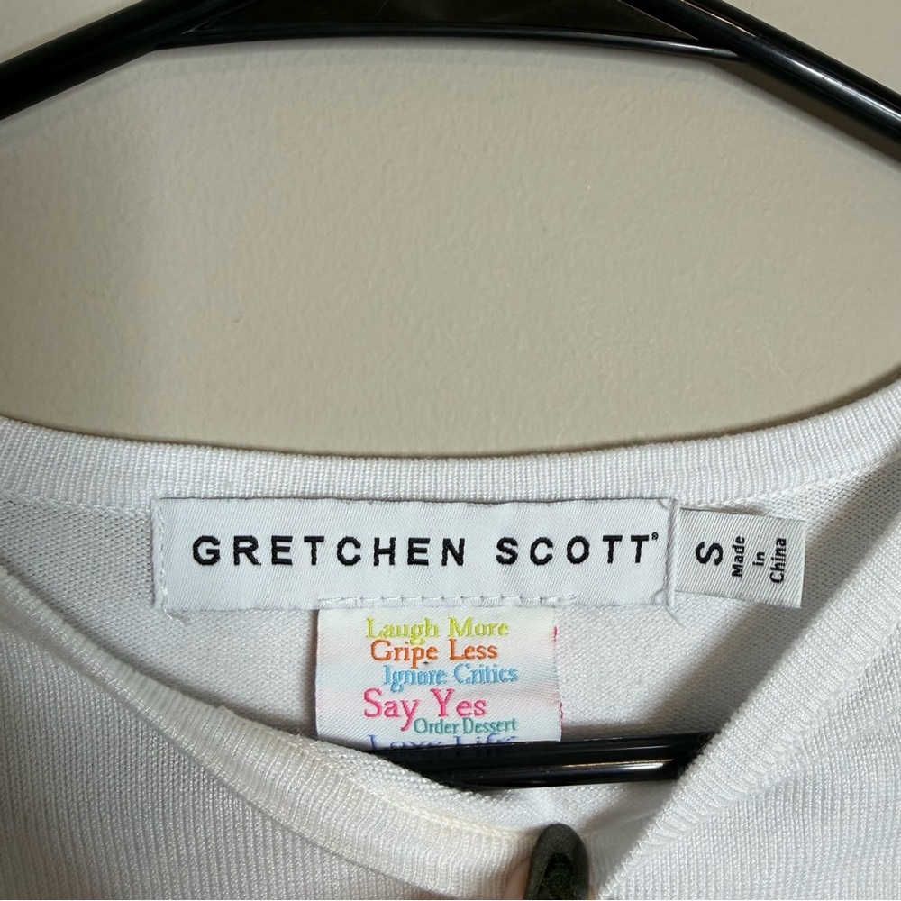 Gretchen Scott Sneak a Peek Sweater White High Low Knit Top Size Small - Picture 7 of 10